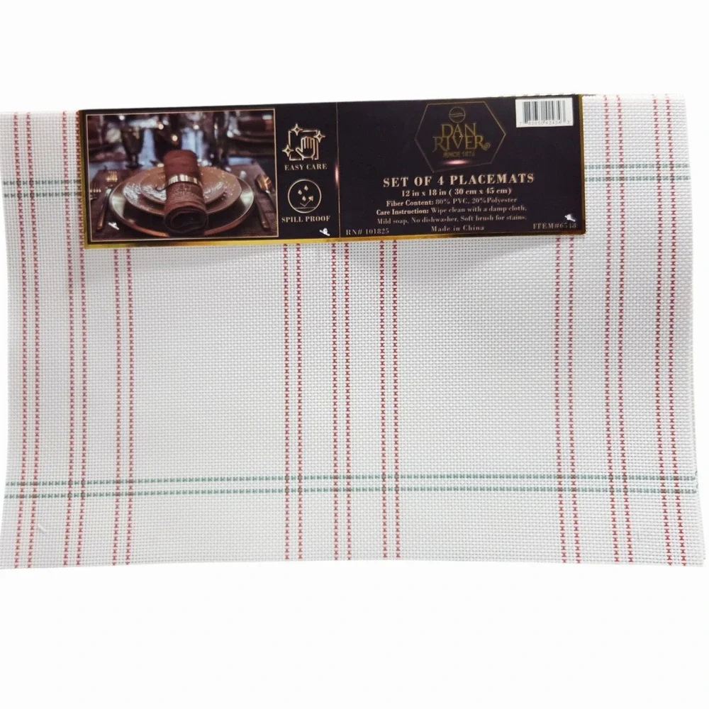 Dan River‎ Set of 4 White Stripes Rectangular Placemats PVC Woven Table Mats